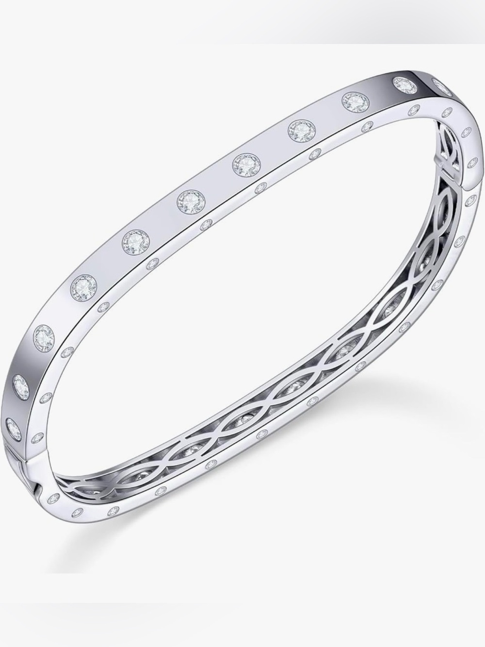 Silver CZ Eternity Bangle Stackable Designer- like Bracelet - Silver